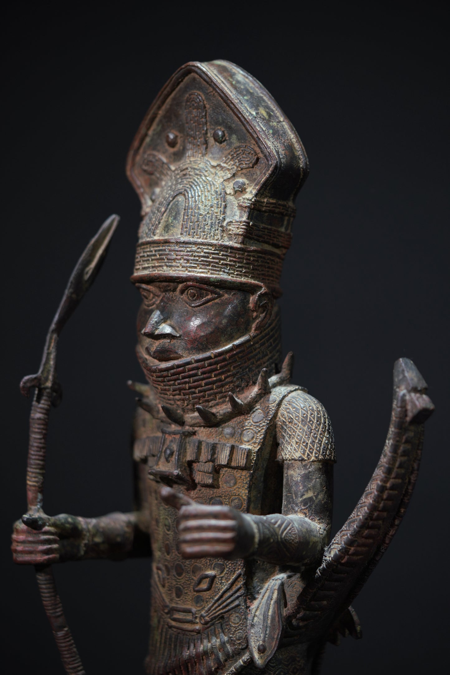 A Dignitary, brass, lost mould casting, Benin
