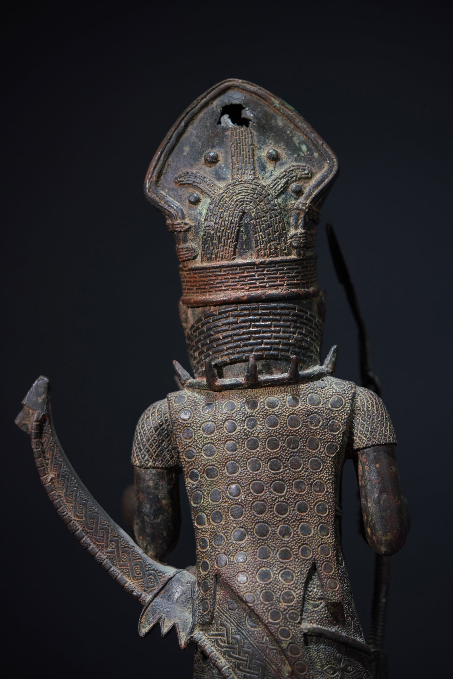 A Dignitary, brass, lost mould casting, Benin