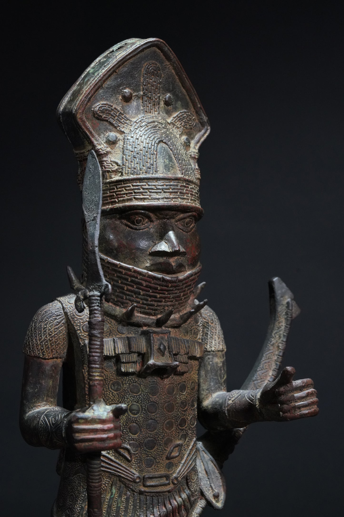 A Dignitary, brass, lost mould casting, Benin