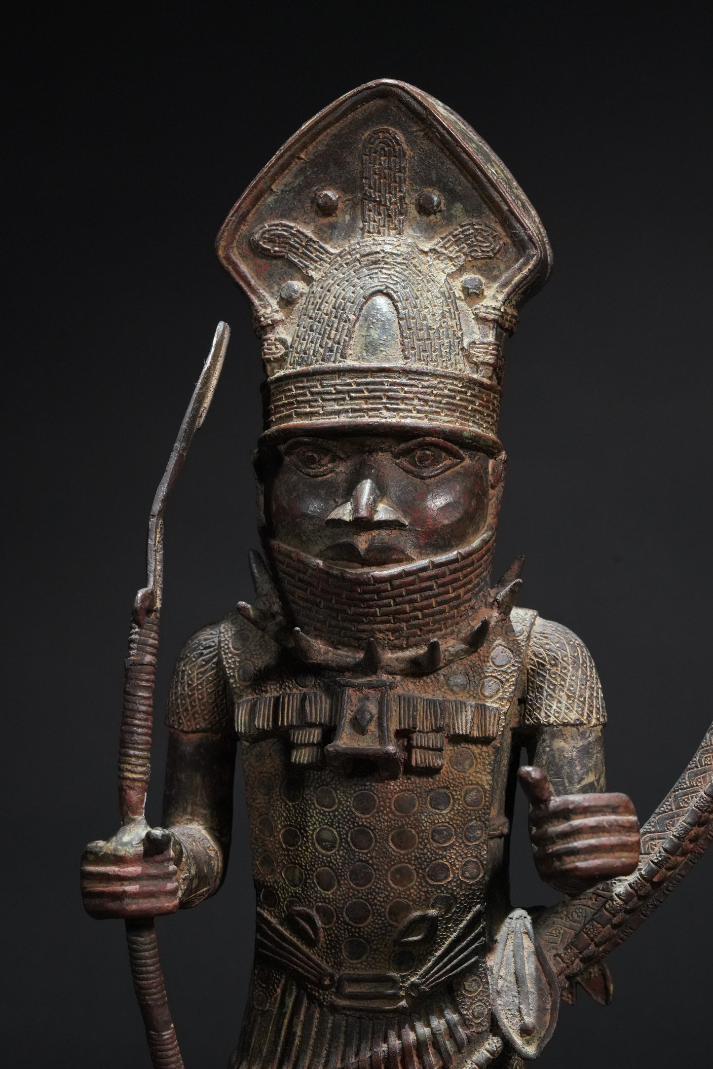A Dignitary, brass, lost mould casting, Benin