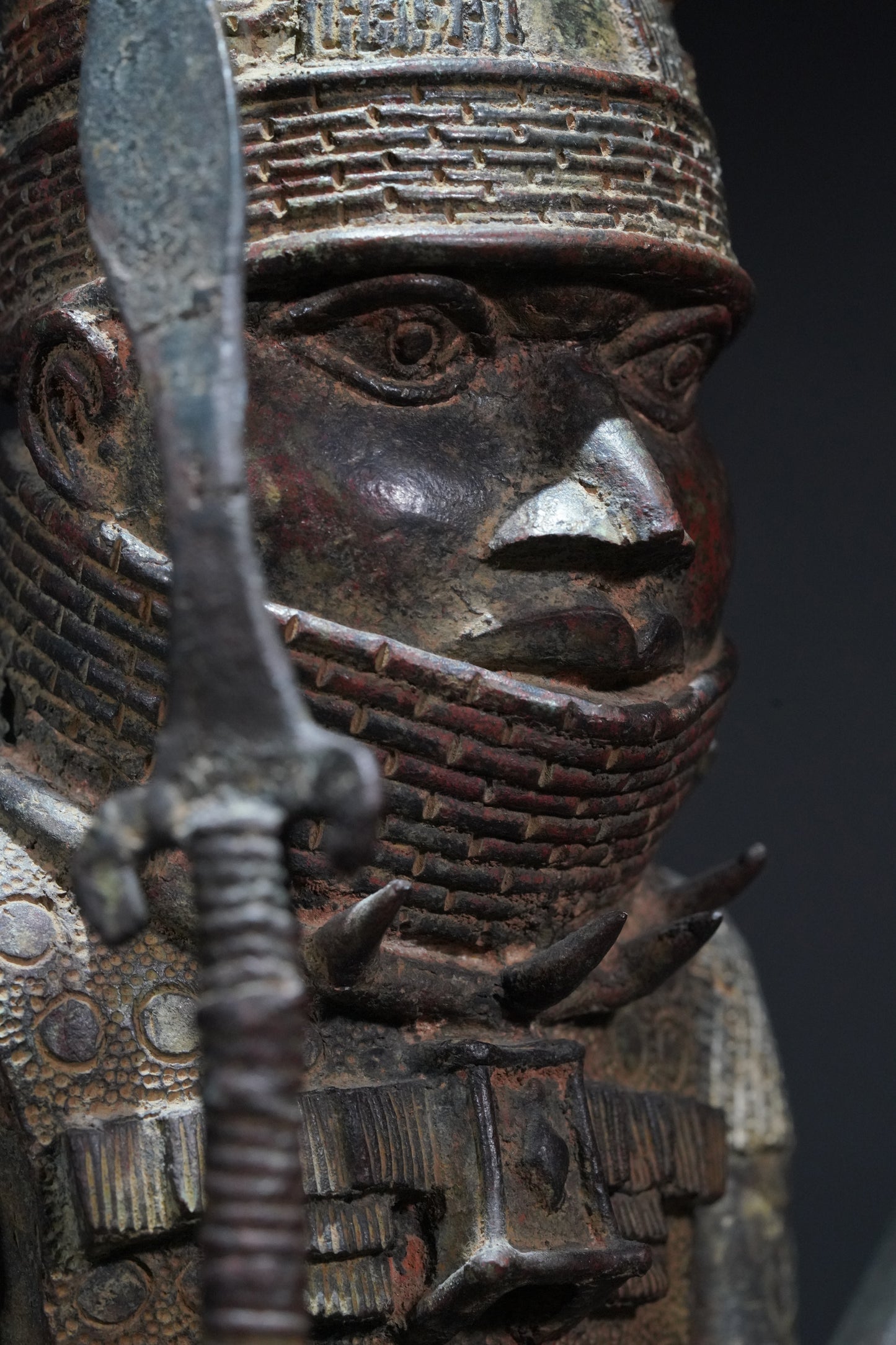 A Dignitary, brass, lost mould casting, Benin