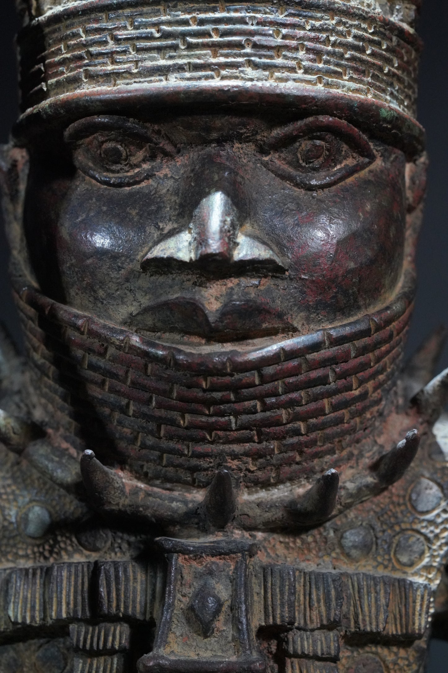 A Dignitary, brass, lost mould casting, Benin
