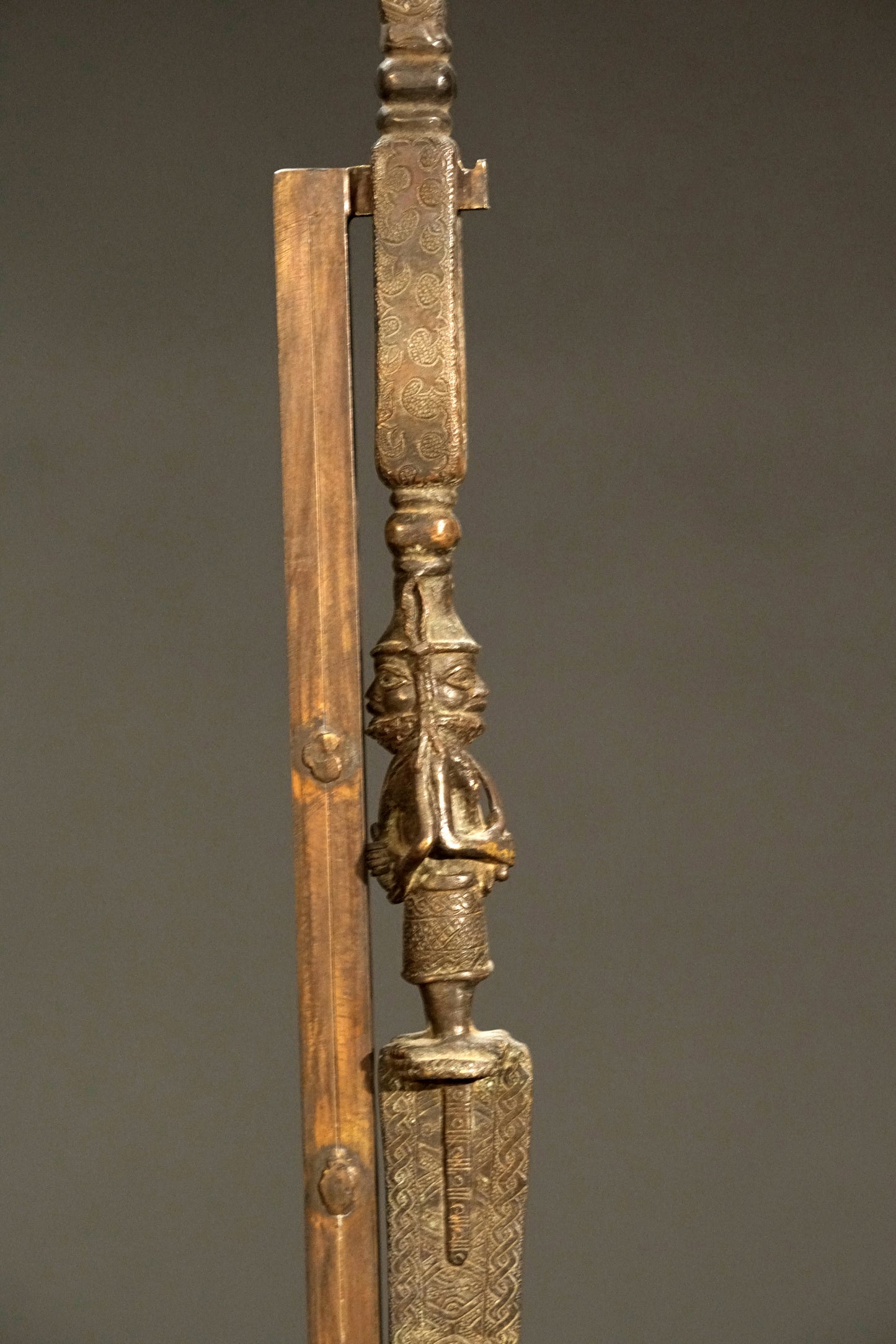 Benin bronze rattle stick