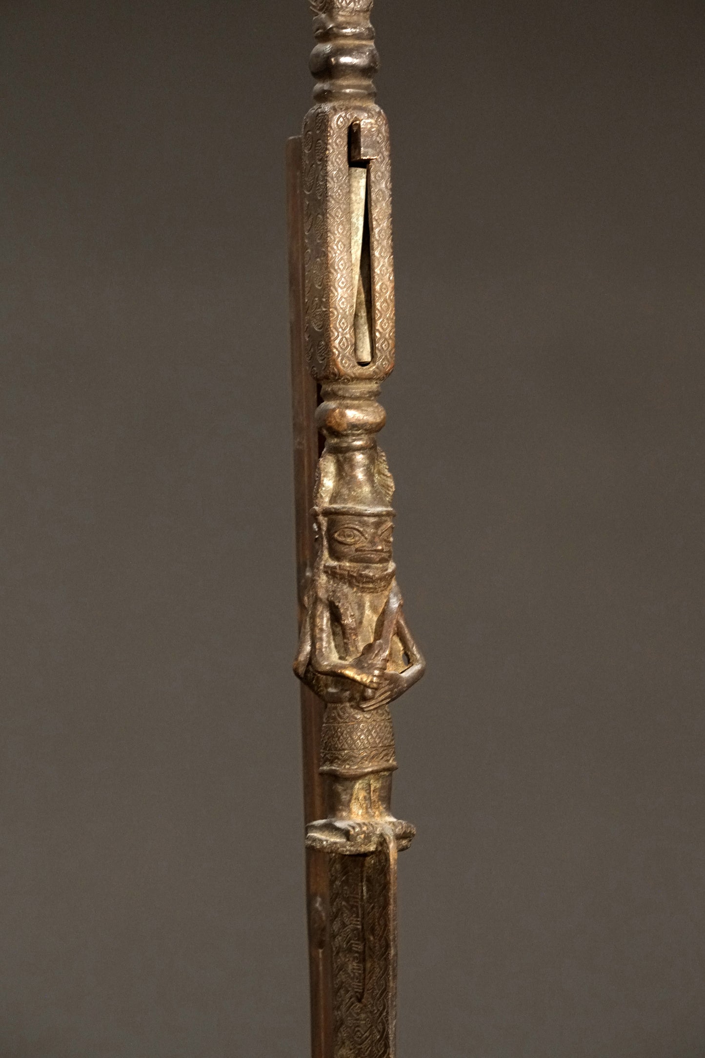 Benin bronze rattle stick