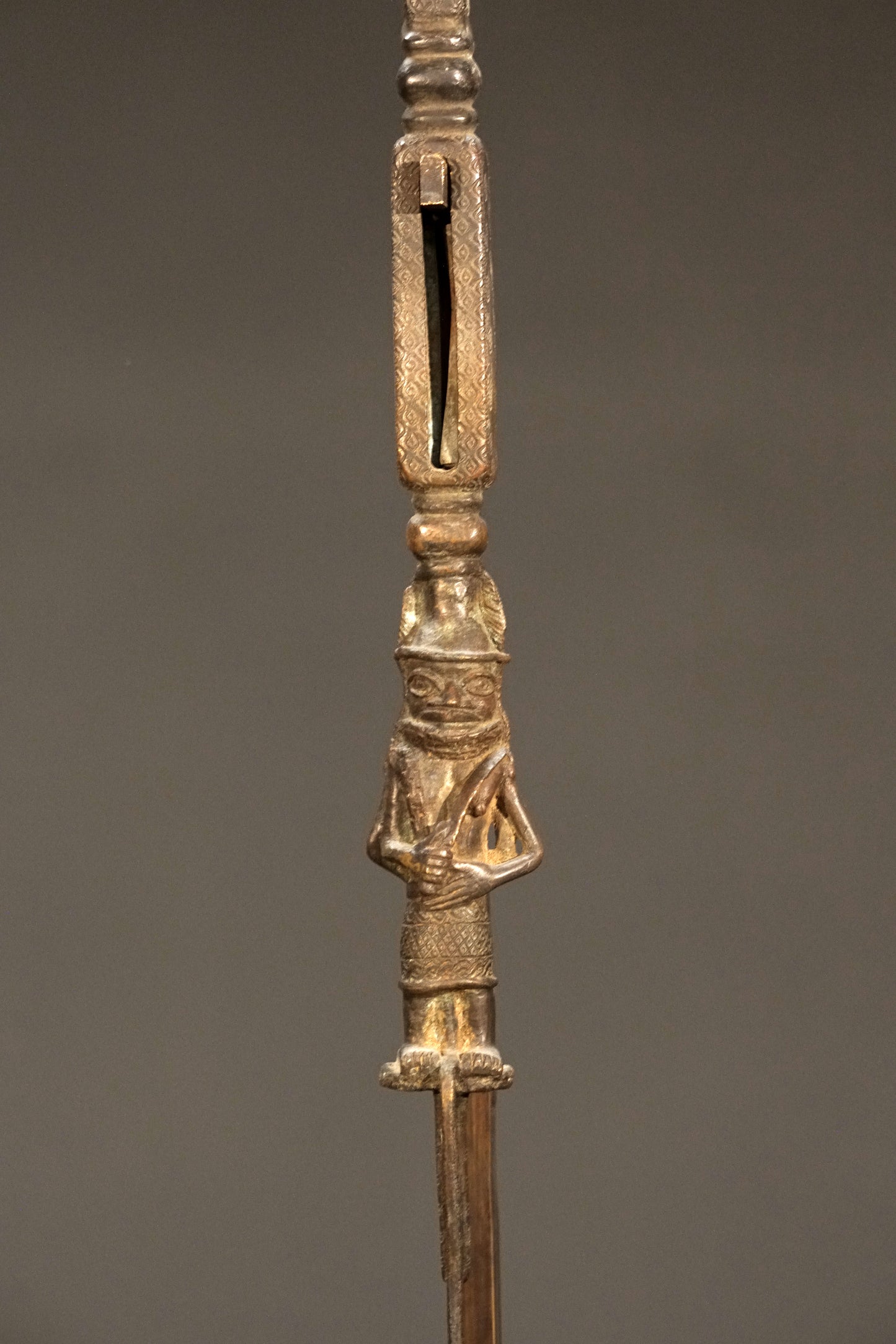 Benin bronze rattle stick