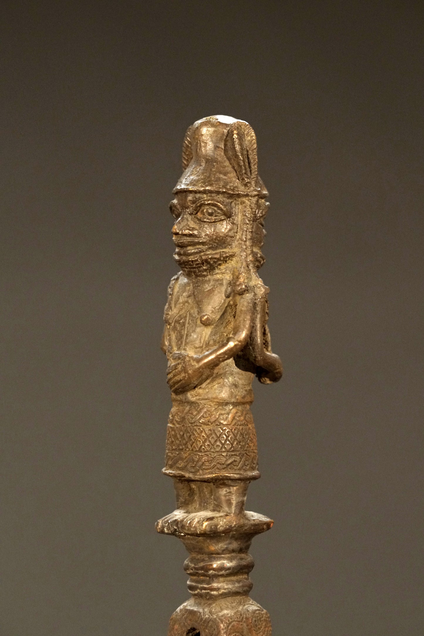 Benin bronze rattle stick