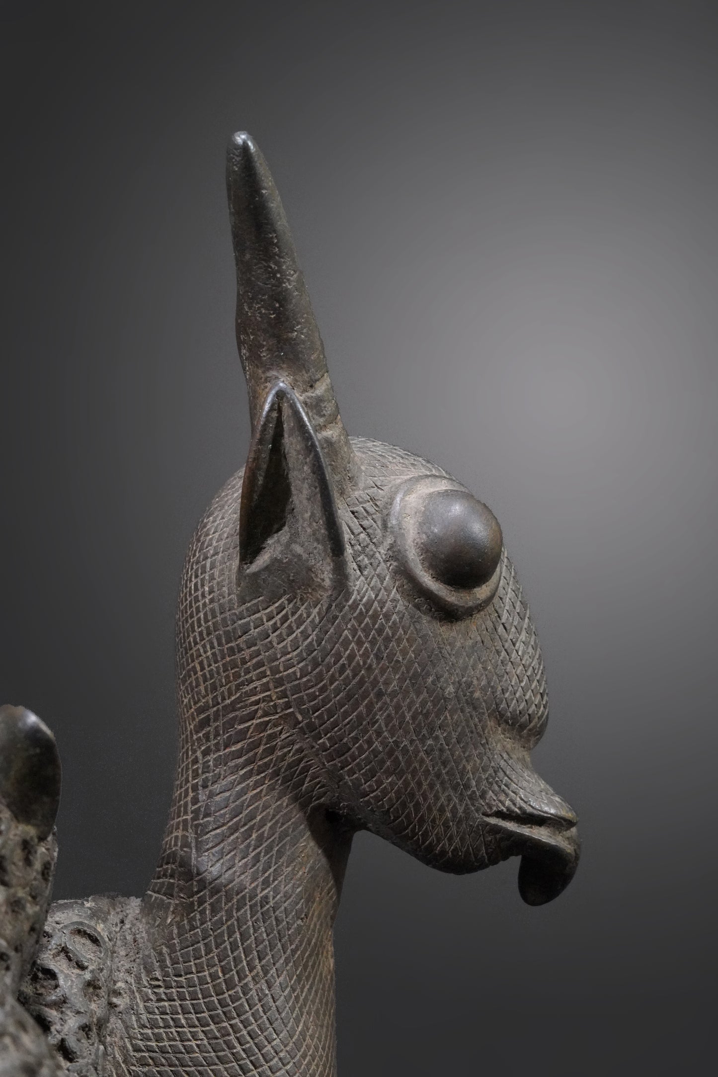 A Benin animal bronze, "A panther hunts an antelope"