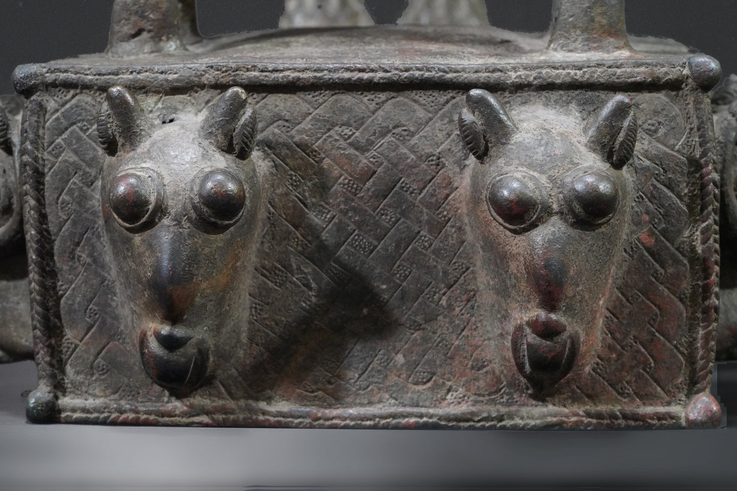 A Benin animal bronze, "A panther hunts an antelope"