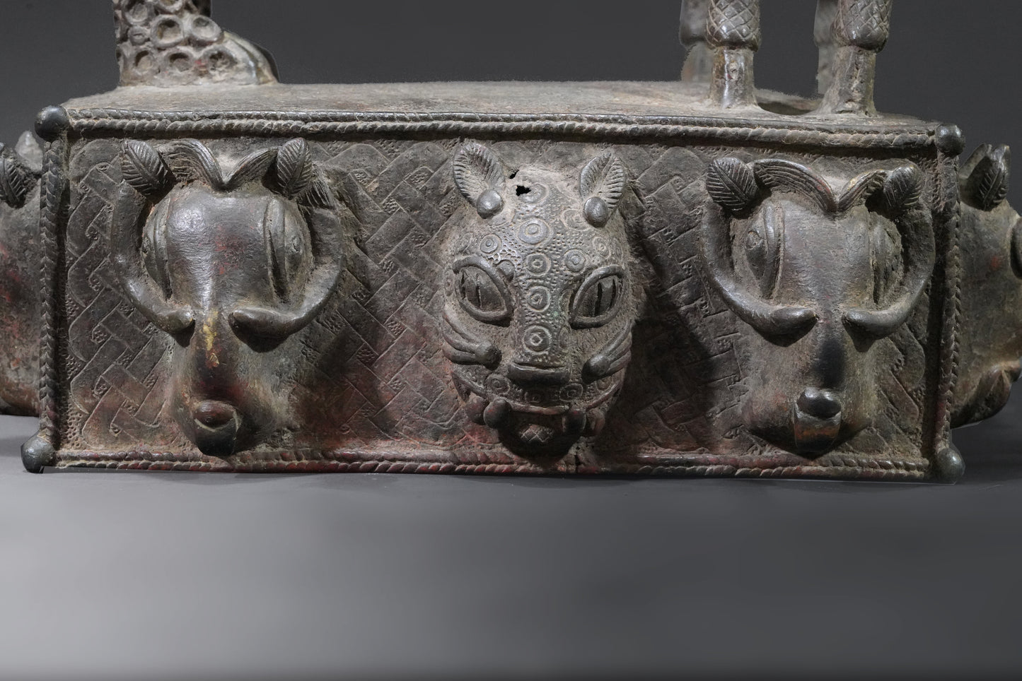 A Benin animal bronze, "A panther hunts an antelope"