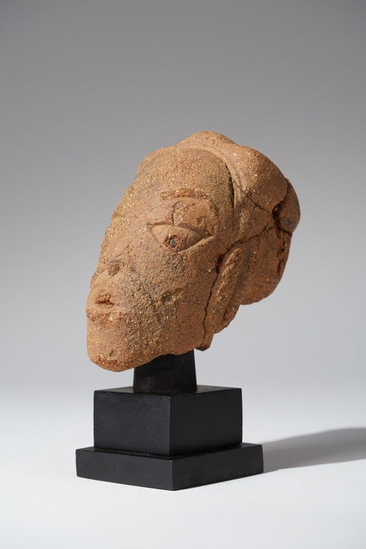 A fragmented terracotta head