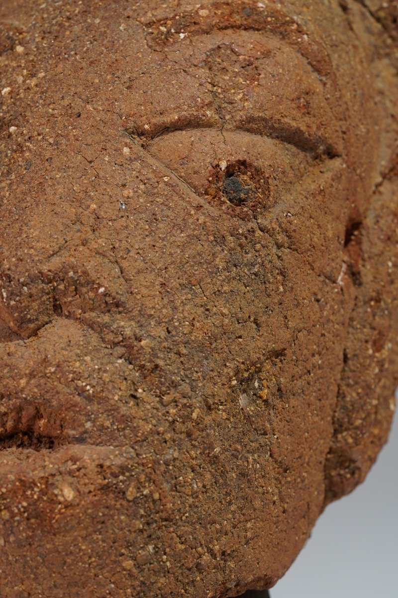 A fragmented terracotta head