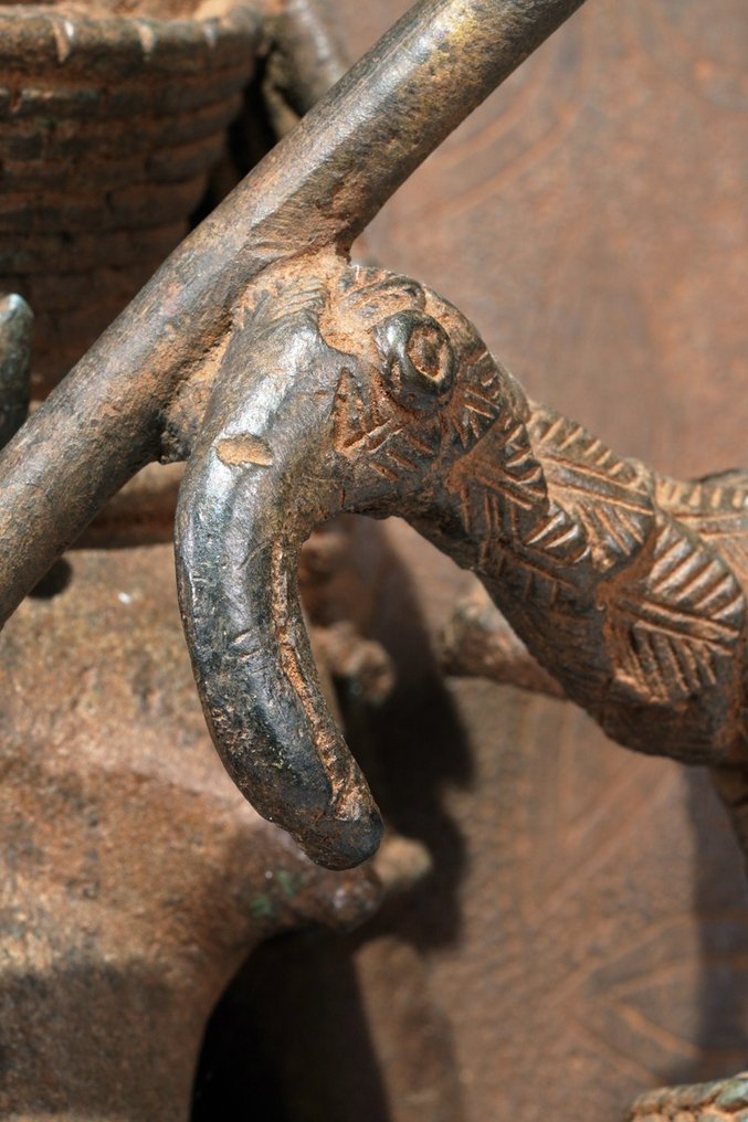 A brass plate probably depicting Oba Esigie in the style of Benin