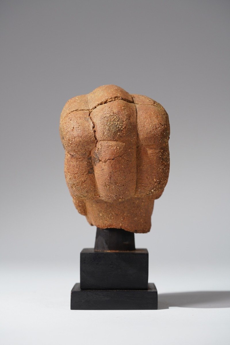 A fragmented terracotta head