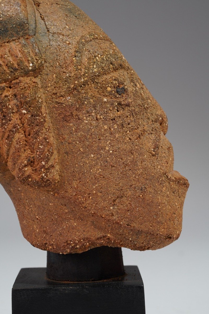 A fragmented terracotta head