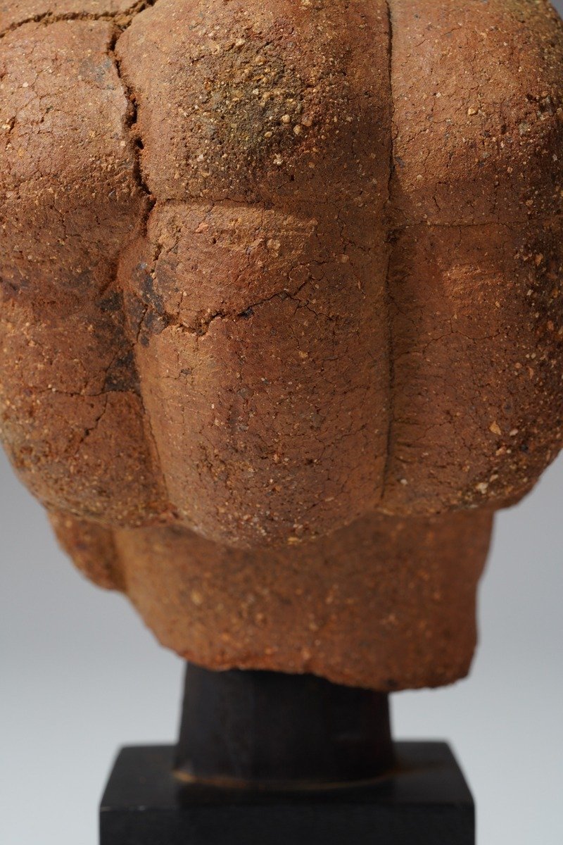 A fragmented terracotta head