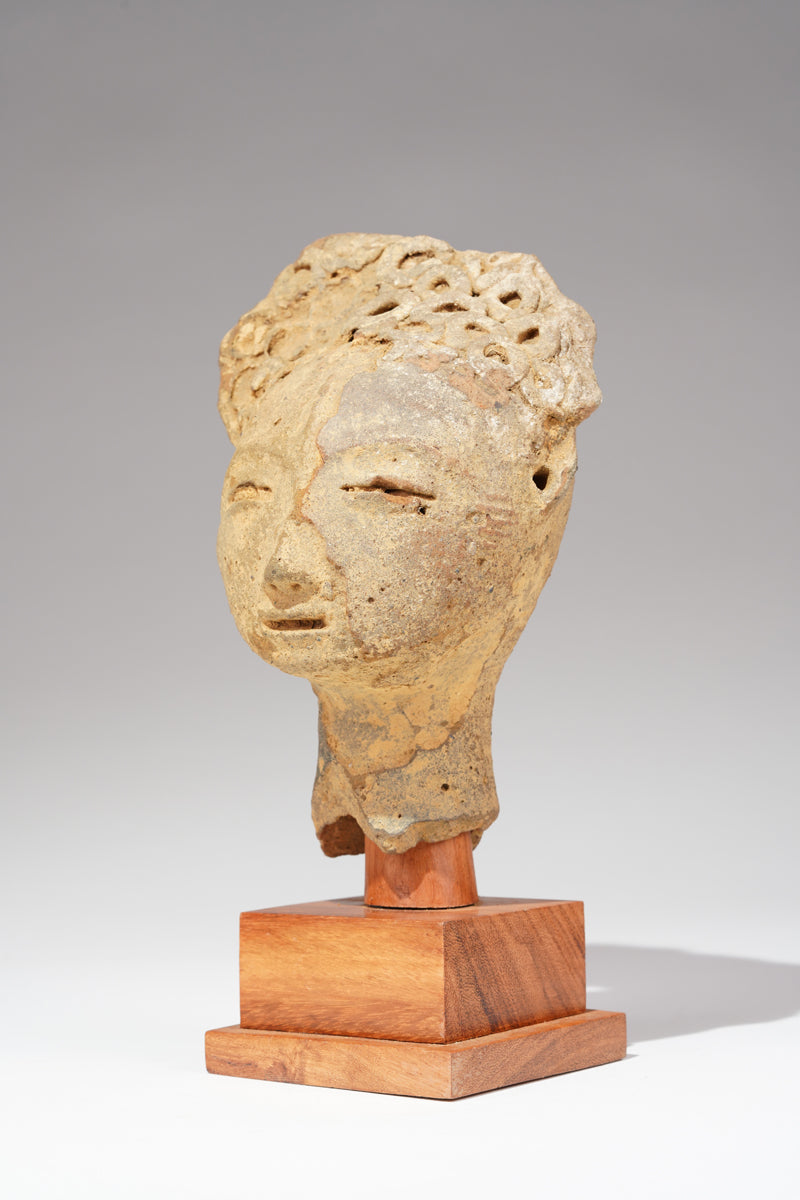 A fragmentary Akan Memorial terracotta head