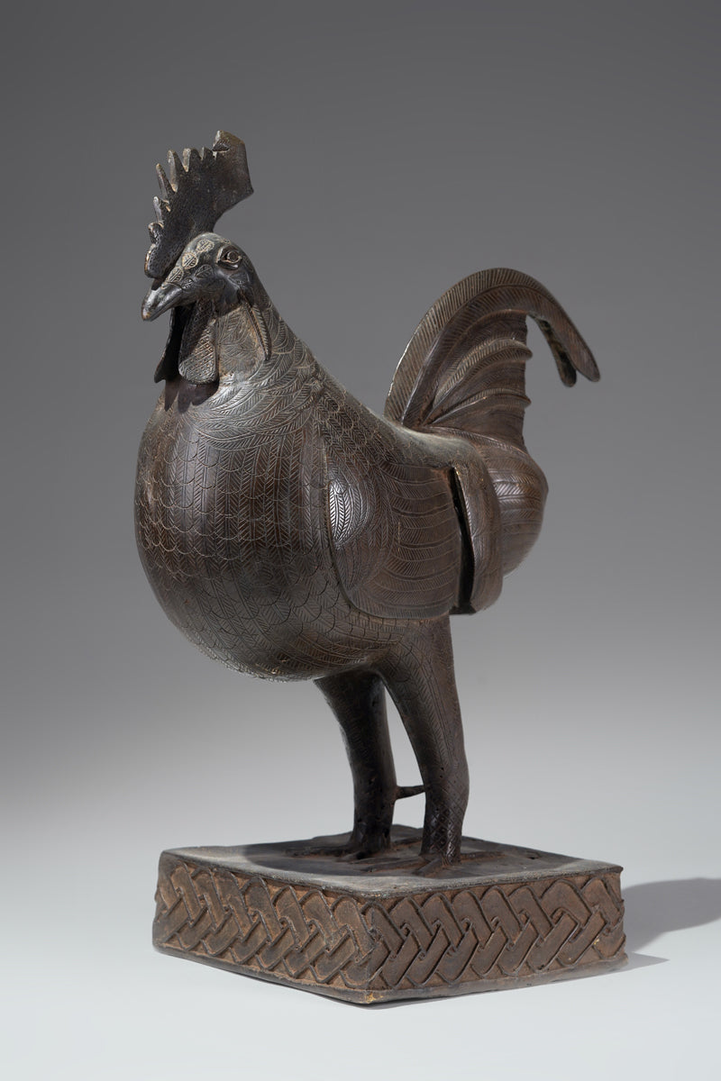 A brass rooster in the style of Benin, Ọkpa