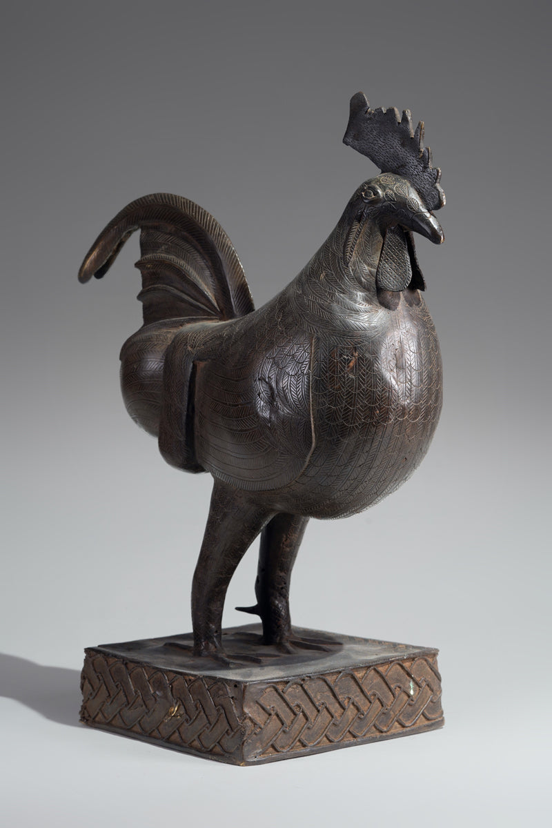 A brass rooster in the style of Benin, Ọkpa