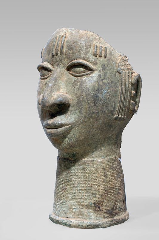 A fragmentary Benin or Ife Bronze head
