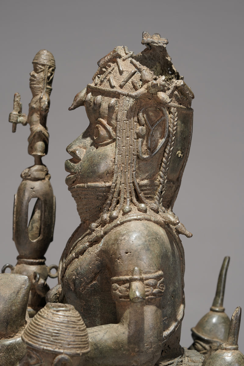 A bronze statue of an Oba in the Benin style