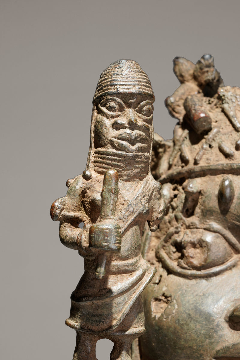 A bronze statue of an Oba in the Benin style