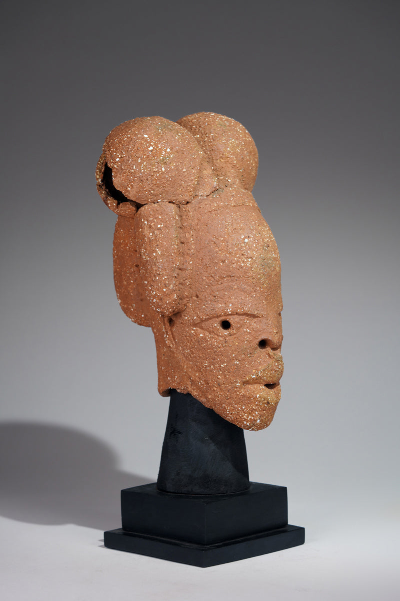 A finely modeled terracotta head from the ancient Nok culture