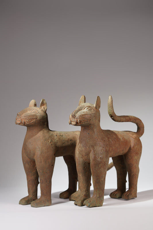 A Leopard couple in the style of Benin