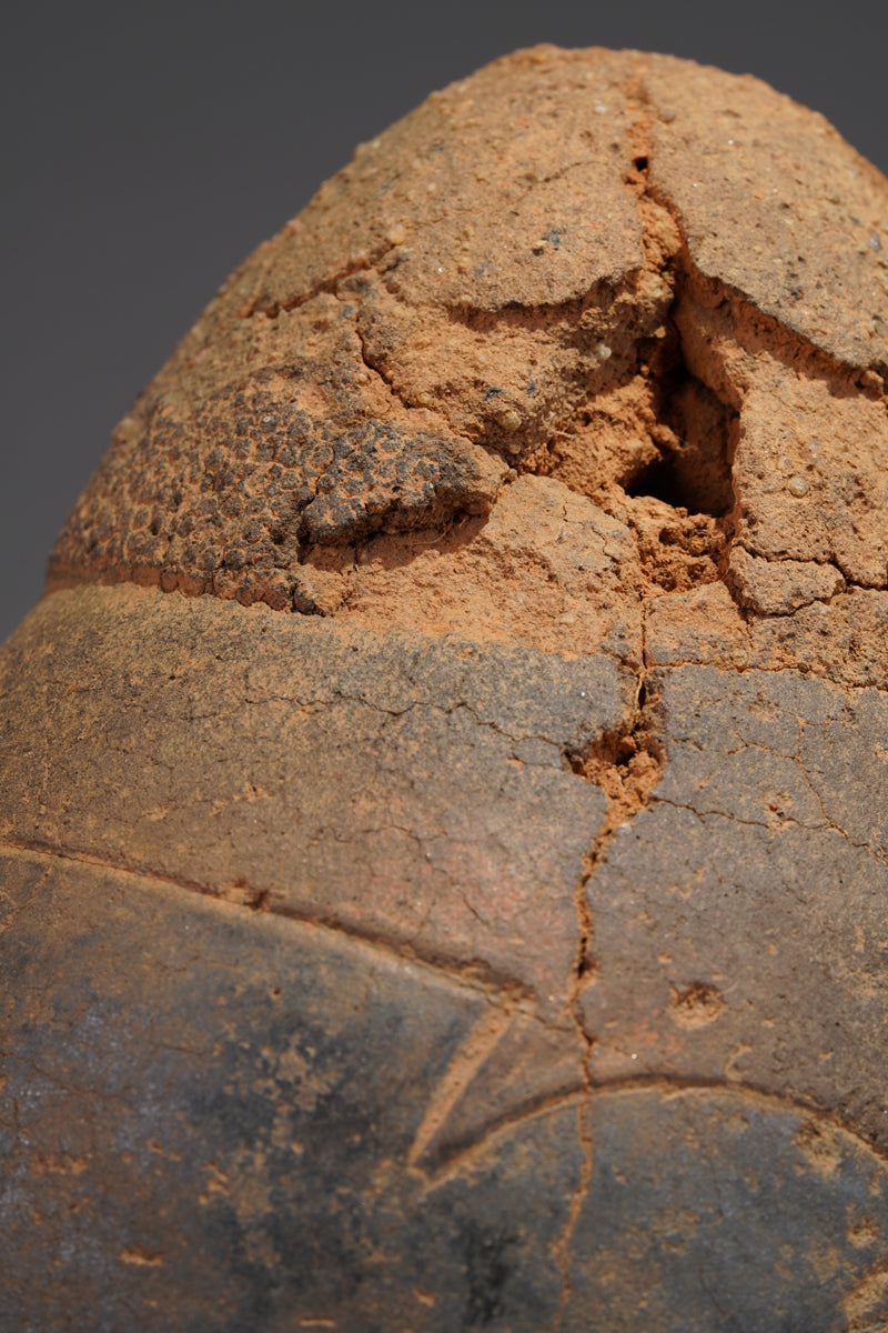 A fragmentary Akan terracotta funeral head