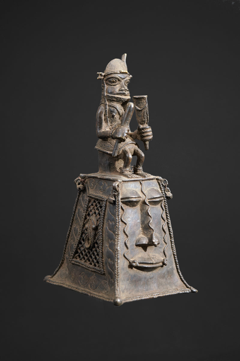 A bronze bell in the style of Benin