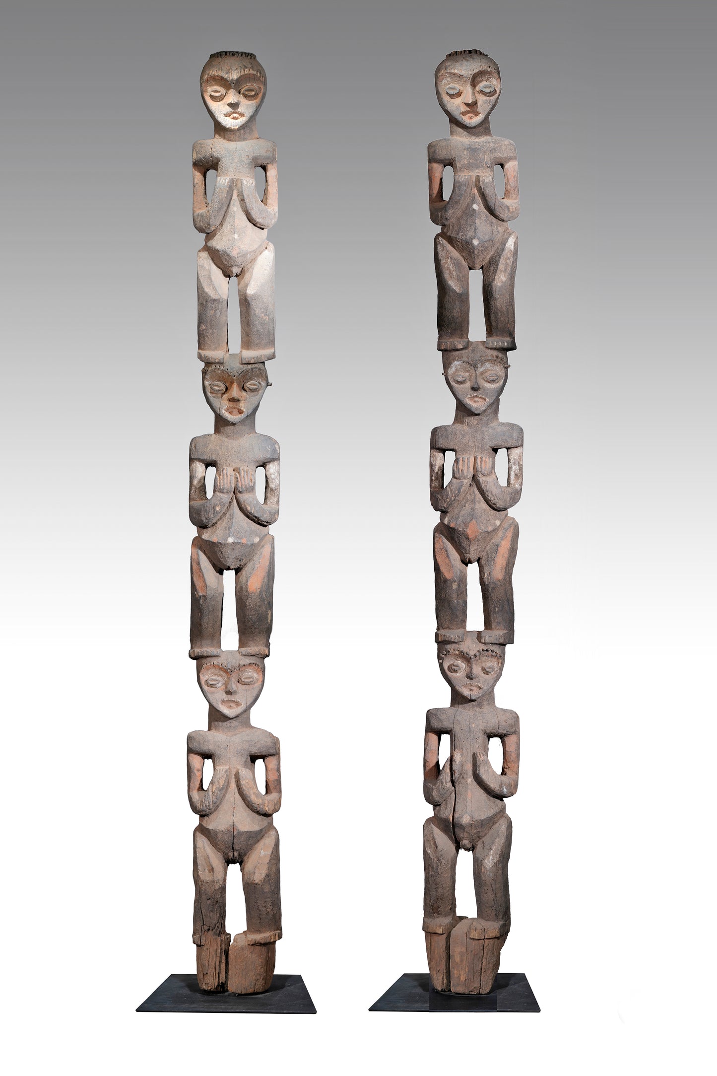 A pair of large Mambila veranda posts