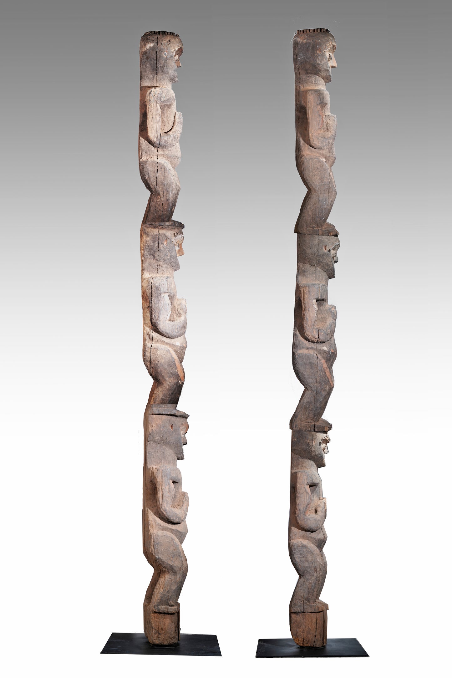 A pair of large Mambila veranda posts