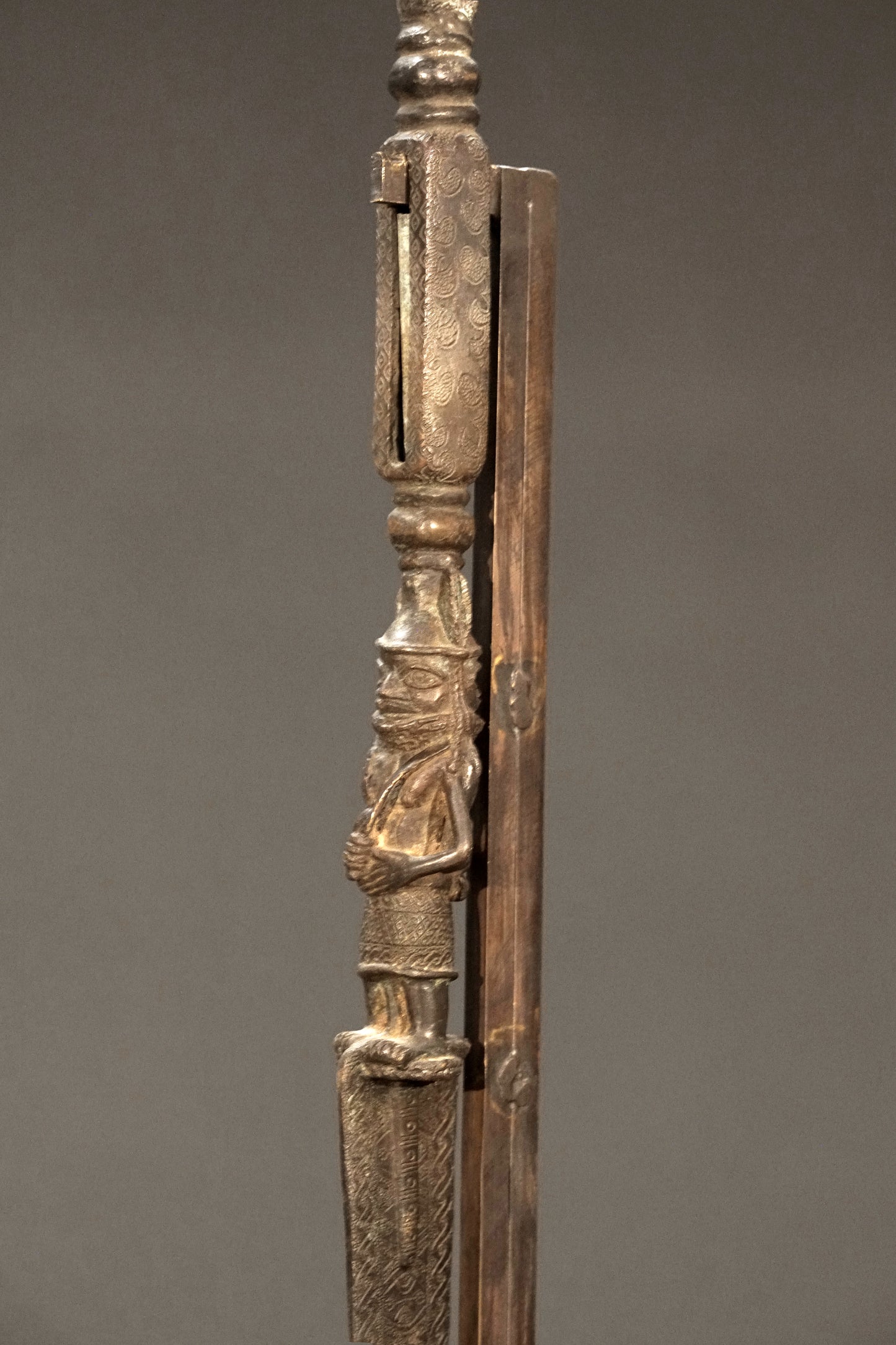Benin bronze rattle stick