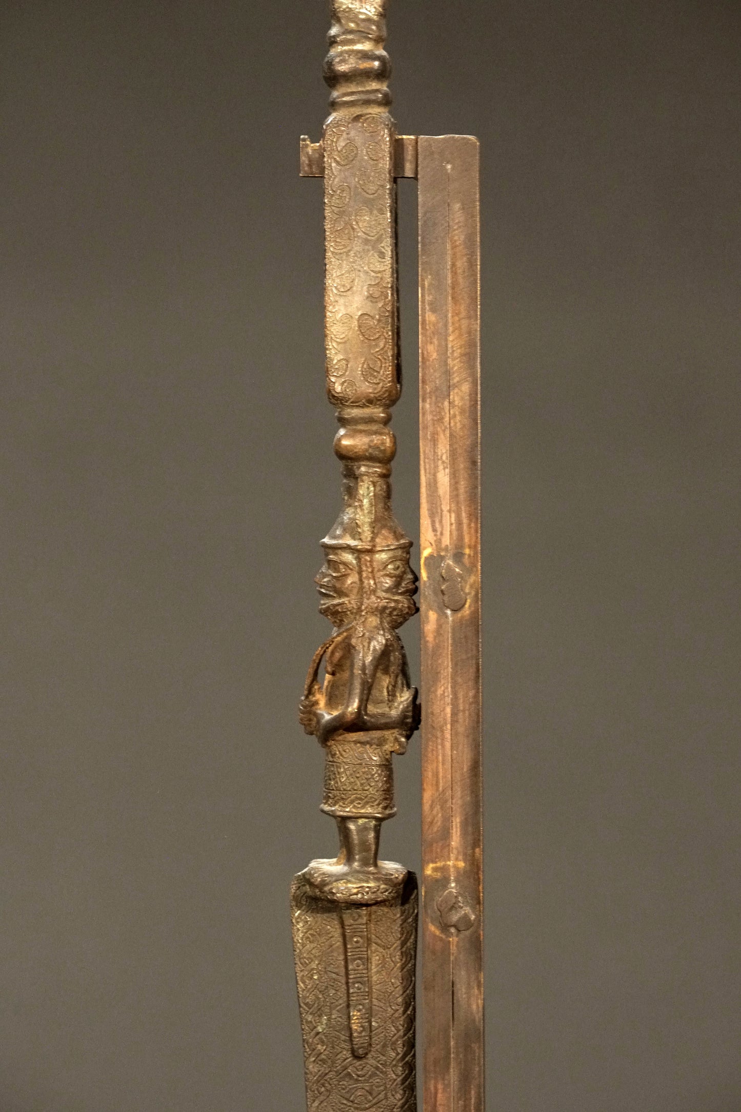 Benin bronze rattle stick